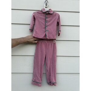 Unisex Toddler Be Mine Red White Striped Pajama Set Christmas Size 18 Months‎